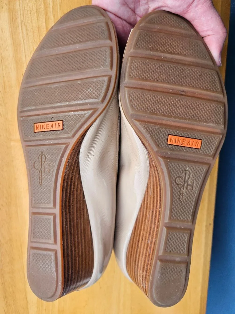 Cole Haan Tan Peep Toe Wedge